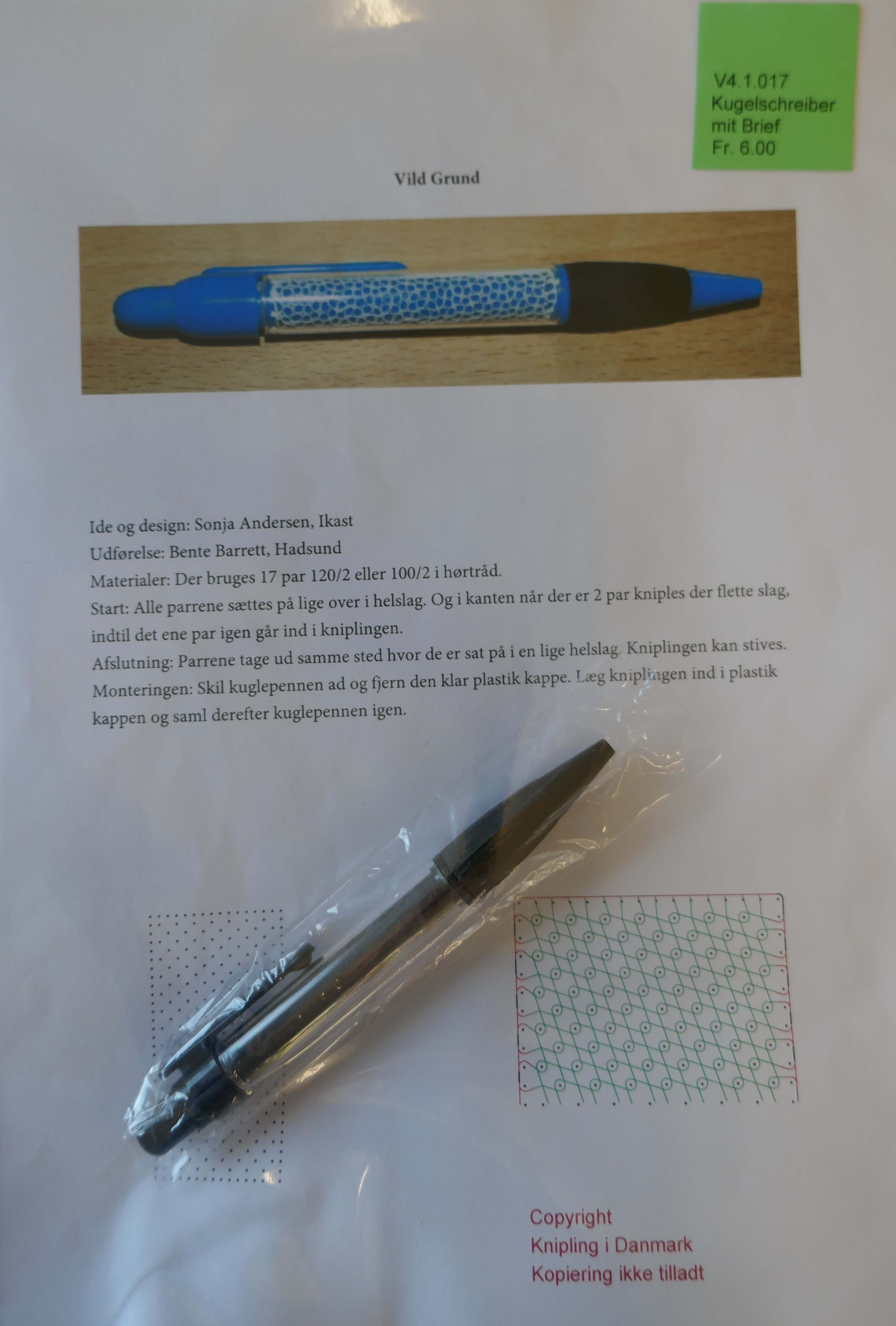 Kugelschreiber, mit Klöppelbrief